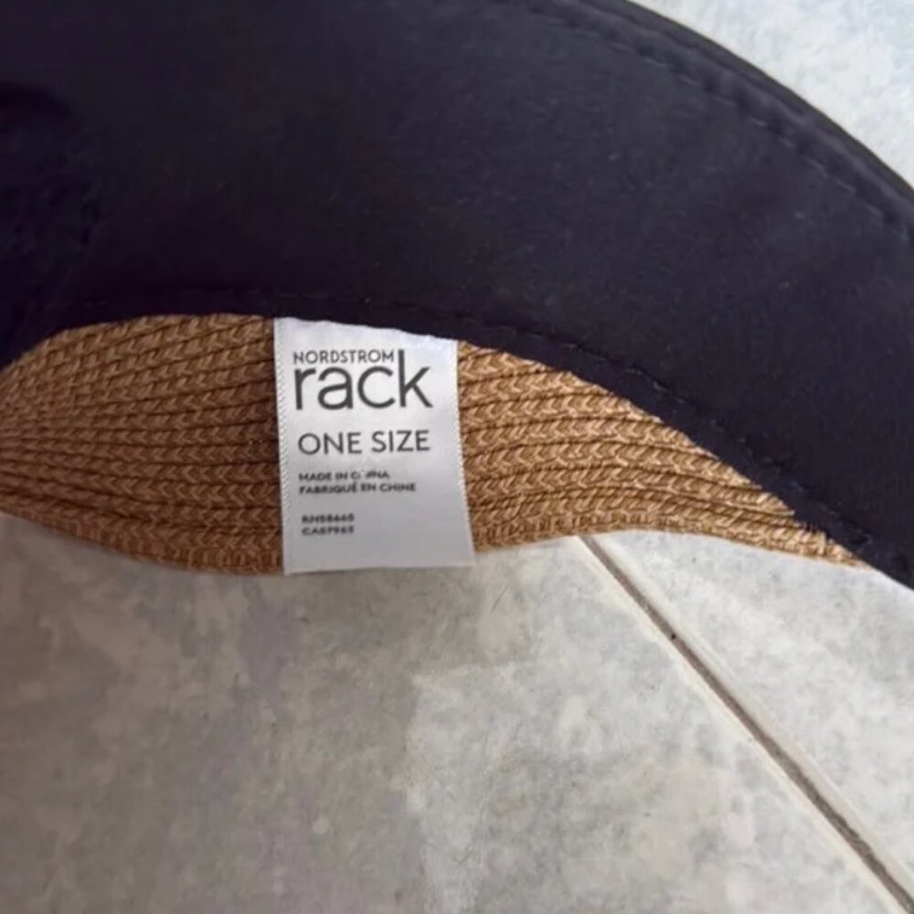 Black and straw women's sun visor - Picture 5 of 8